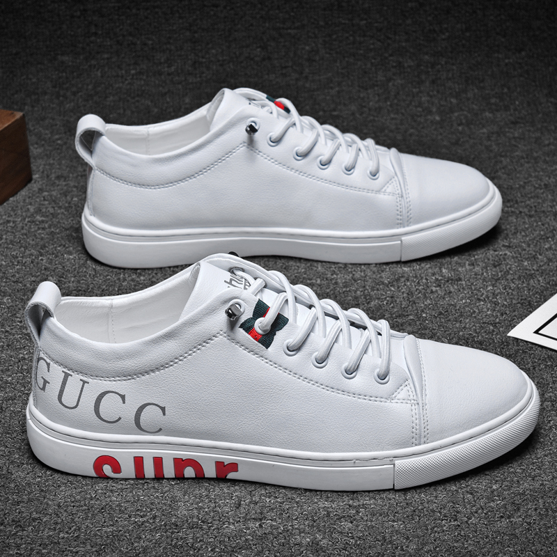 European Station Men Shoes Genuine Leather Small White Shoes Spring Men Casual Shoes Submale Tide Shoes Korean version Trend 100 hitch Slippers Shoes