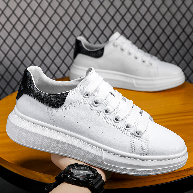 Men's shoes 2022 new slab shoes male McQuinfan small white shoes leather and Korean leather leather shoes increase climax shoes