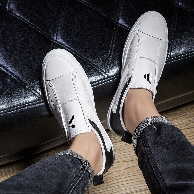 Small White Shoes Men's 2022 Fall Sports Casual Shoes Soft Bull Leather Plate Shoes Men Genuine Leather A Foot foot Shoe Wave Shoes