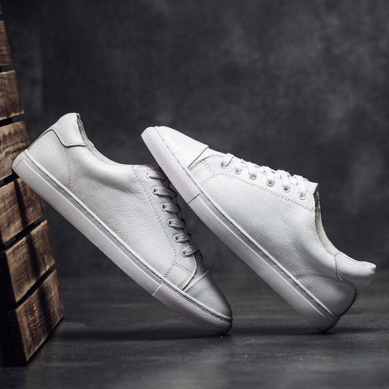2023 new small white shoes male leather skin shoes low - gang casual shoes Korean edition trend hundred and white shoes tide