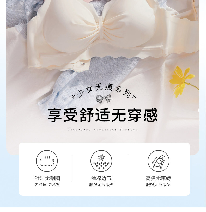 夏季薄款无痕内衣女小胸聚拢新款防下垂收副乳少女文胸罩套装透气详情2