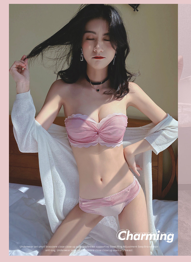 无肩带内衣女聚拢防滑无钢圈隐形小胸显大文胸日系抹胸一字肩胸罩详情23