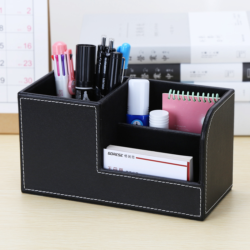 Jinfeng office desktop pen holder high-end storage box simple modern student stationery storage Creative Leather customization