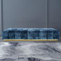  American fashion light luxury metal entry door fabric can sit and change shoe stool Living room sofa long stool Bedroom bed tail stool