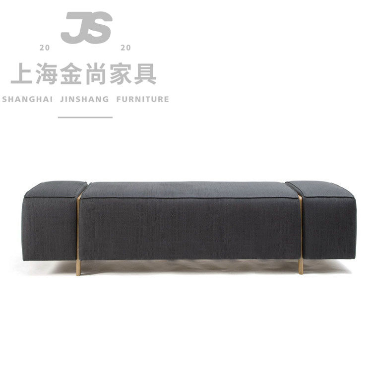 Nordic light luxury fabric shoe changing stool pedal modern minimalist metal bedroom bed end stool Italian-style long rest stool