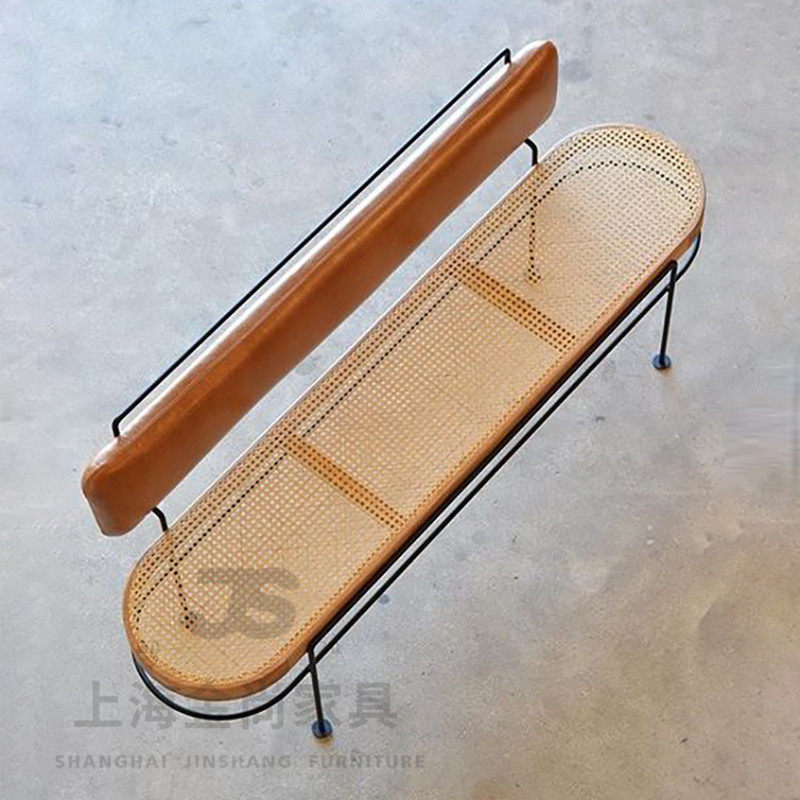 Master creative Nordic solid wood rattan bench is now simple to change shoes stool light luxury dining room with backrest bench