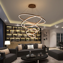 Chandelier living room modern simple duplex staircase circle circle Nordic restaurant Art light luxury empty hall lamps