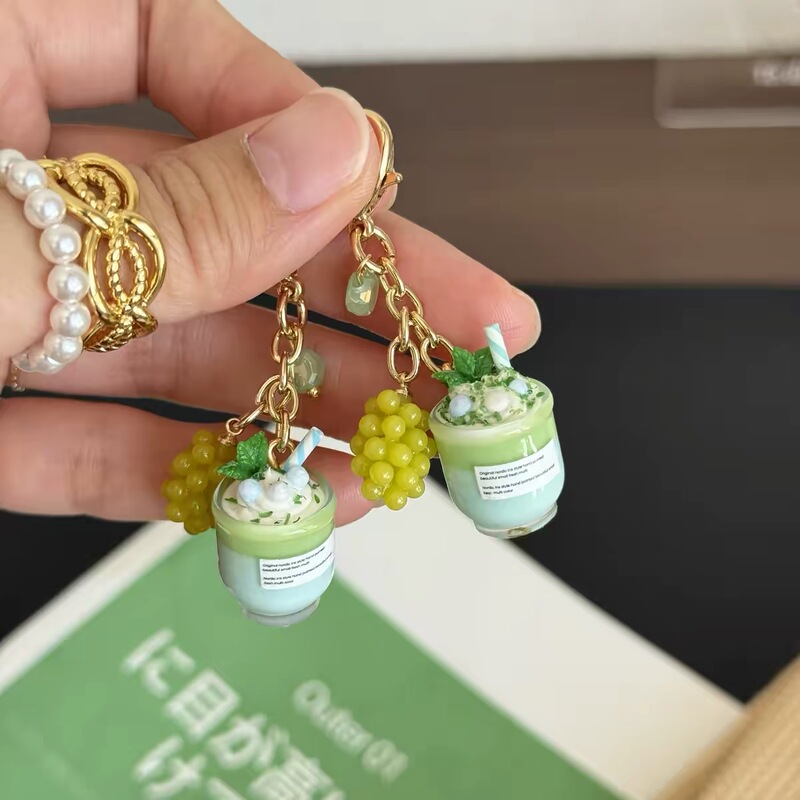 Fresh and Simple Drink-Themed Pendant, Food and Toy Coin Purse, Card Holder Decoration, Jasmine Mint Milk Green Planner Notebook Pen Case Charm Fresh and Simple Drink-Themed Pendant, Food and Toy Coin Purse, Card Holder Decoration, Jasmine Mint Milk Green Planner Notebook Pen Case Charm