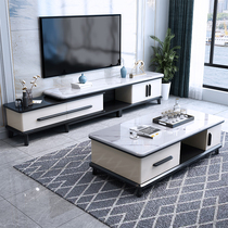 Marble TV cabinet combination Simple modern coffee table Small apartment Nordic living room household solid wood tea table set