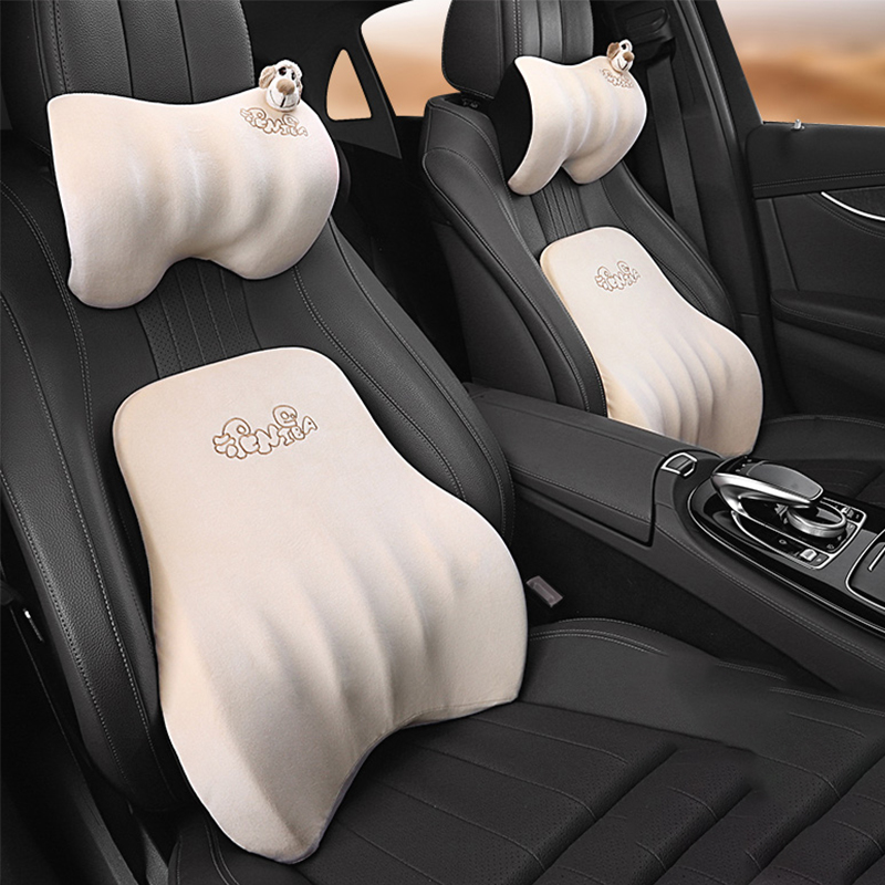 Car with seat waist cushion memory cotton neck pillow breathable driving waist pain waist protector artifact backrest driver headrest