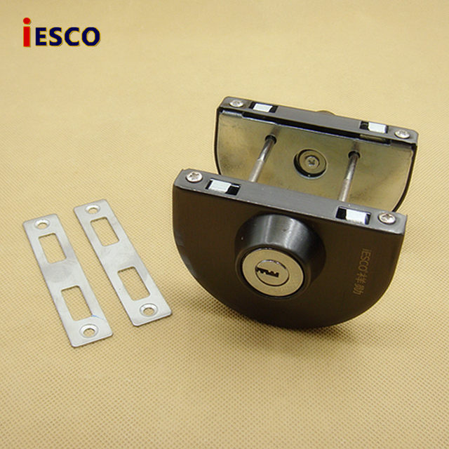 Iesco Stainless Steel Framed Glass Door Lock Single and Double Door Lock Double Door Lock Sliding Door Lock Black Titanium Double-Sided Lock