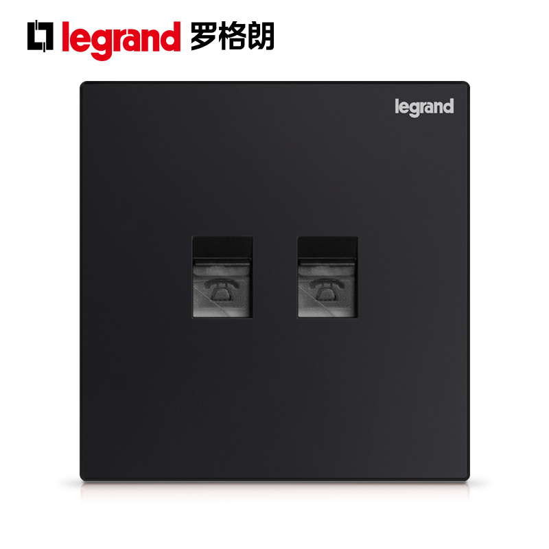 TCL Legrand Yijing carbon black type 86 switch socket household concealed two-digit telephone signal wall plug