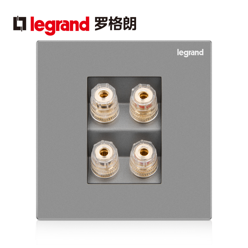 Roger Lang switch socket panel comfort view deep sand silver double second position sound four holes sound box wall power supply 86 Type