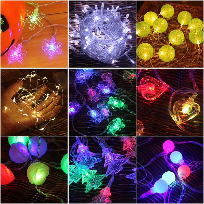 Christmas LED color lights warm white blue pink flash lights string waterproof full star star lights