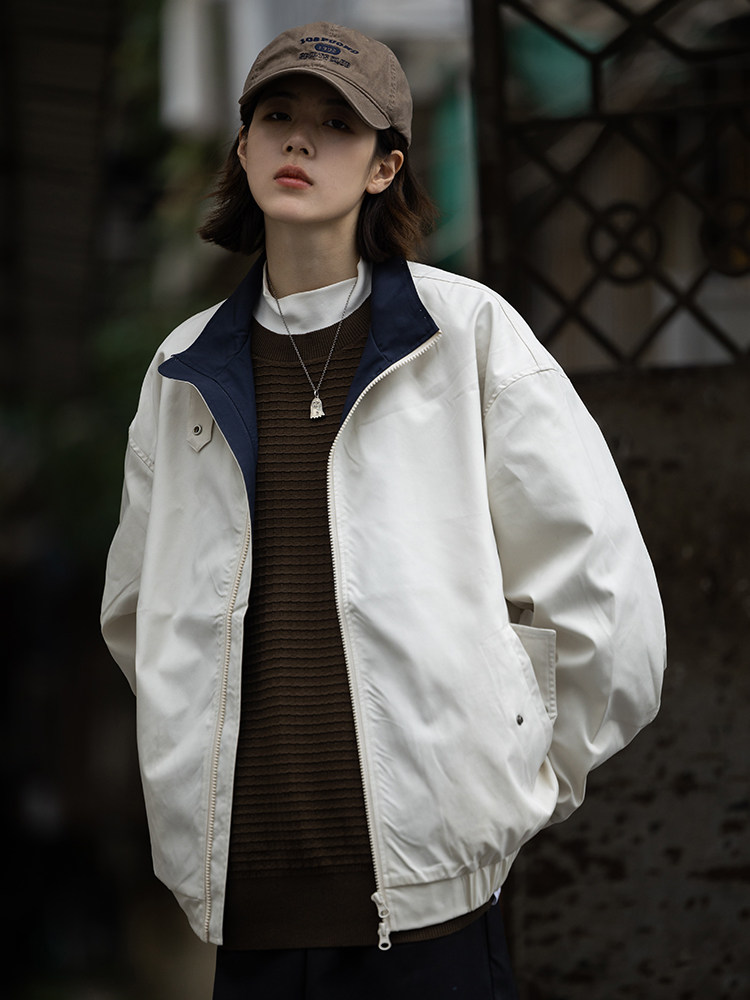 Flammable space 2022A W Japanese simple lapel tooling jacket men and women cityboy neutral all-match trendy jacket
