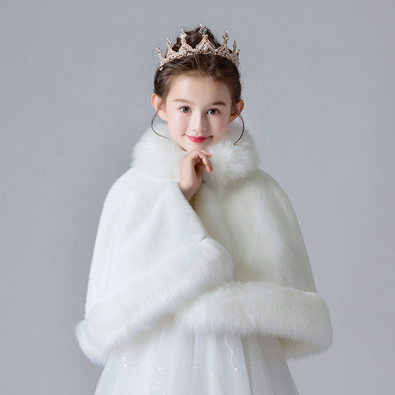Children's cloak cape autumn and winter out plus suede thickened CUHK Scout little girl Princess Han version plush shawl jacket