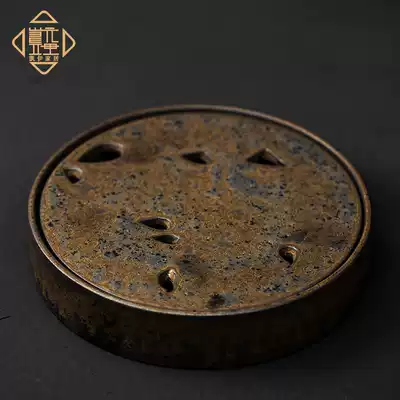 Japanese-style rough pottery hand-made retro tea tray ceramic water storage dry bubble plate office tea table Zen ink tea set tea pot bearing