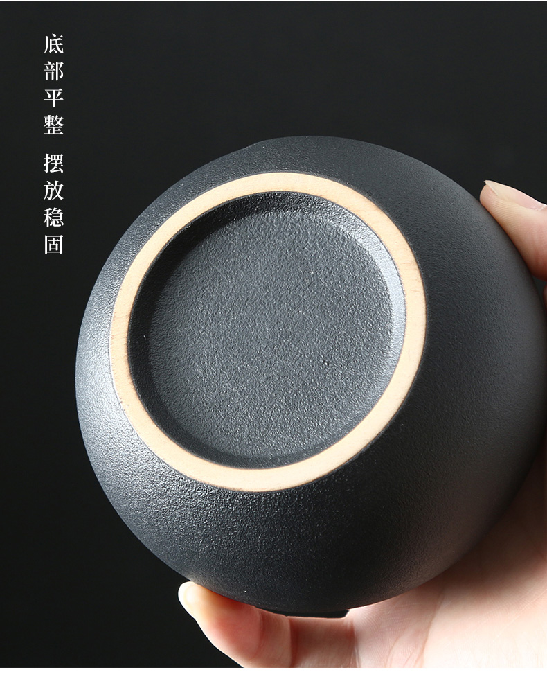 Japanese black pottery round collar seal tank storage tank to the receive tank household candy jar coffee jar ceramic tea pot