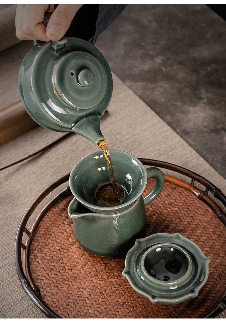 Japanese tea set the home office to receive a visitor teapot emerald green 秞 ceramic tea cup fresh small tureen