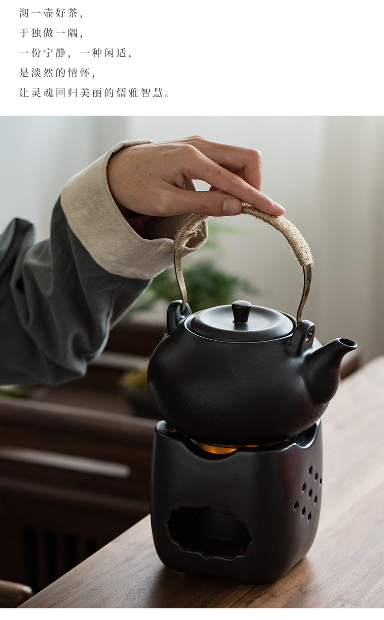 Japanese charcoal'm boil tea ware ceramic furnace temperature fire tea kettle black pottery girder ruyi kettle kung fu tea set