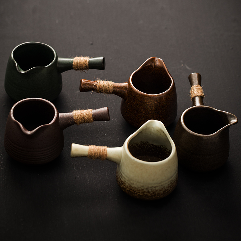 Day Style Coarse Pottery handmade side to make fair cup kiln to retro ancient sub-tea ware Zen Dust Tea Sea Korn Tea Accessories Tea Ceremony