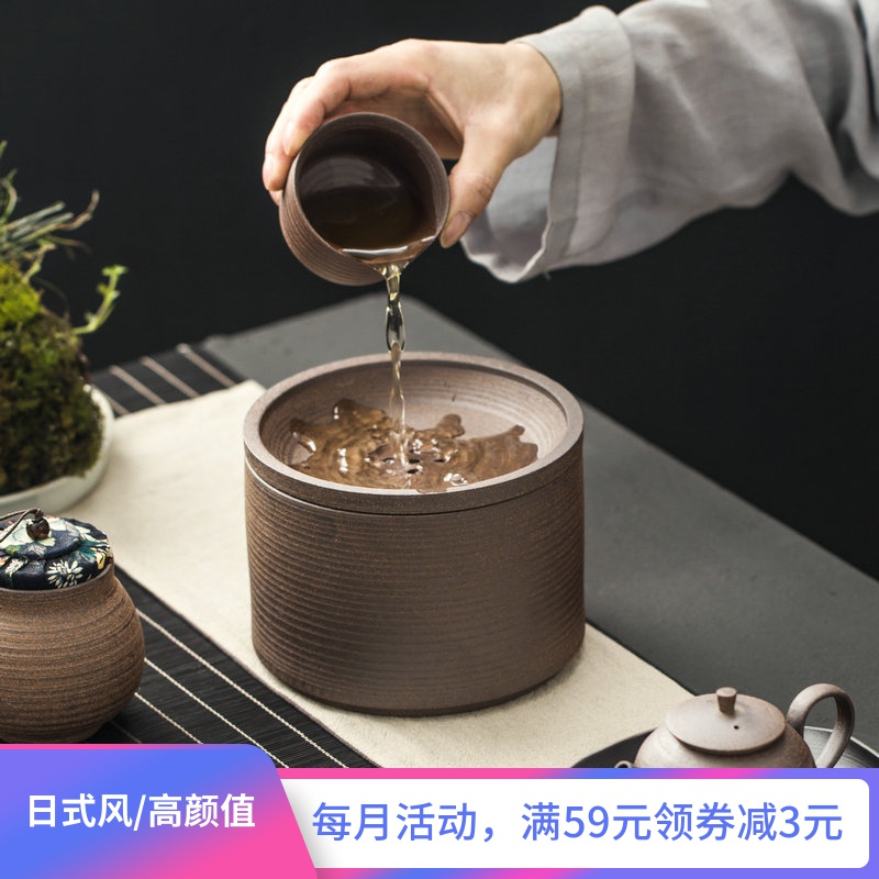 Japanese coarse pottery hand made in hot tea to wash mud rock in hot pot of large cylinder round pot bearing cups to wash to kung fu tea accessories