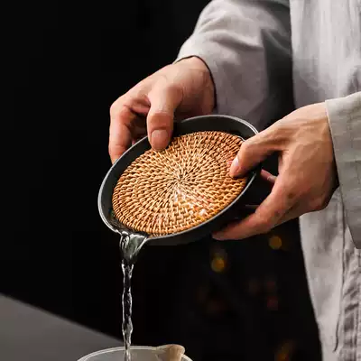 Japanese-style rough Pottery handmade tea tray pot kung fu tea set kung fu tea table rattan carving pot tea ceremony accessories