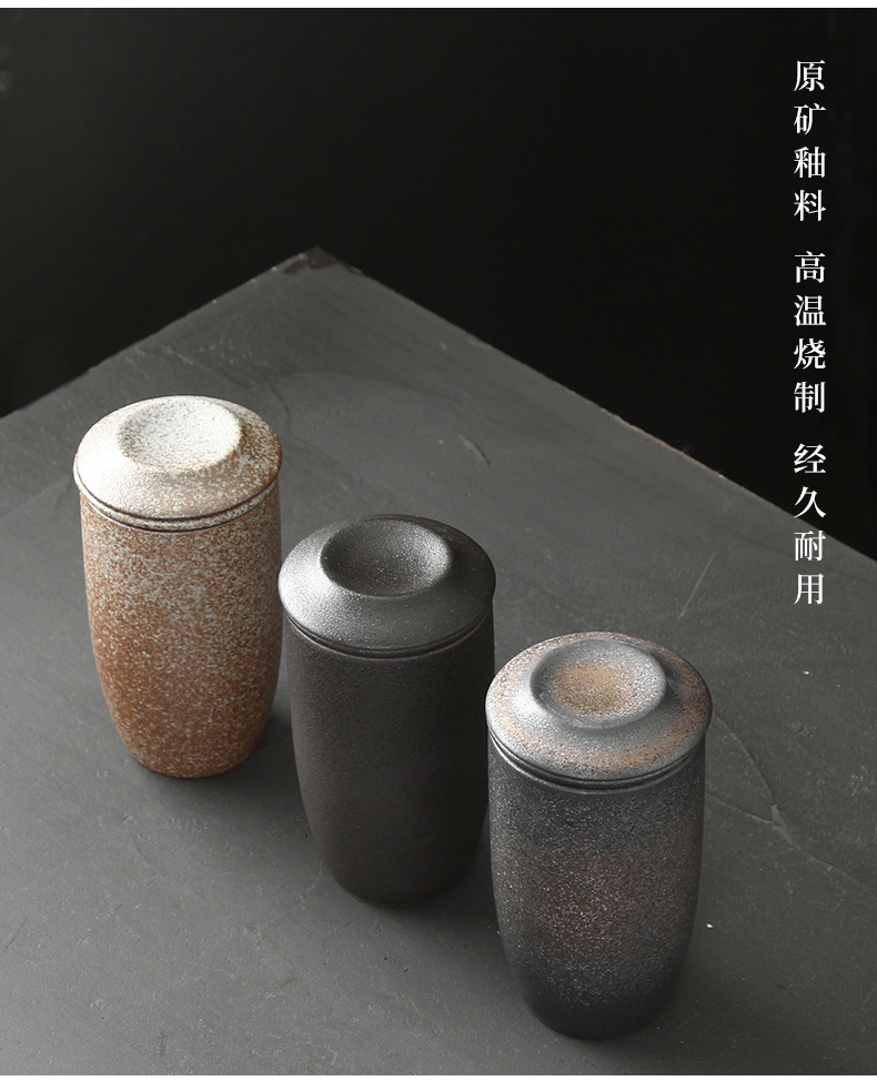 Japanese coarse pottery with cover filter ceramic tea cup cup tea bladder office keller cup tea cup