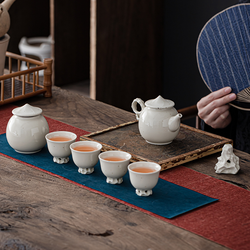Japanese plant ash kung fu tea set ceramic teapot household cup single pot of taihu tea set a complete set of restoring ancient ways