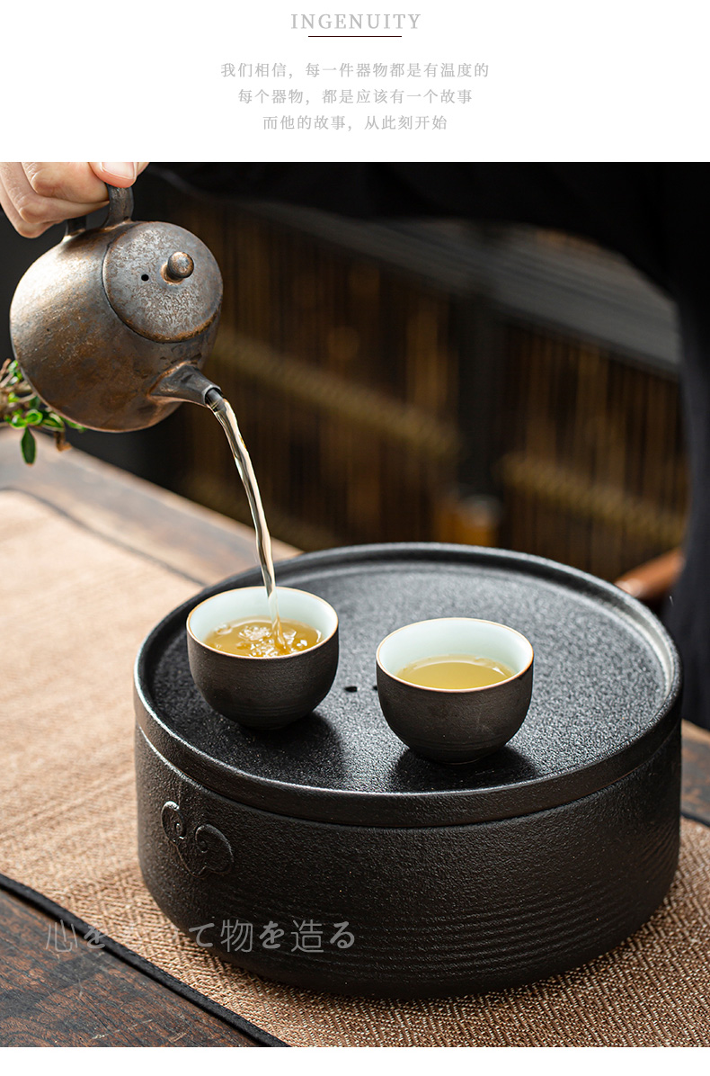 Japanese coarse TaoGan tea in hot plate household ceramic empty round tank creative small sea water dish of tea zen tea table