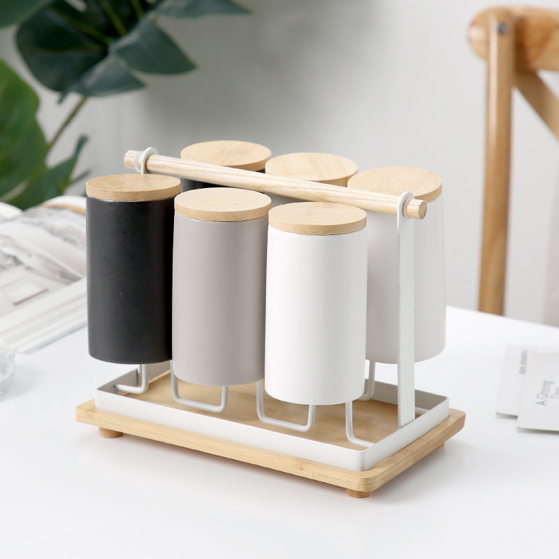 Ceramic drinking cup suit creative household contracted sitting room Nordic water with a cup of cup 6 suit with pallets