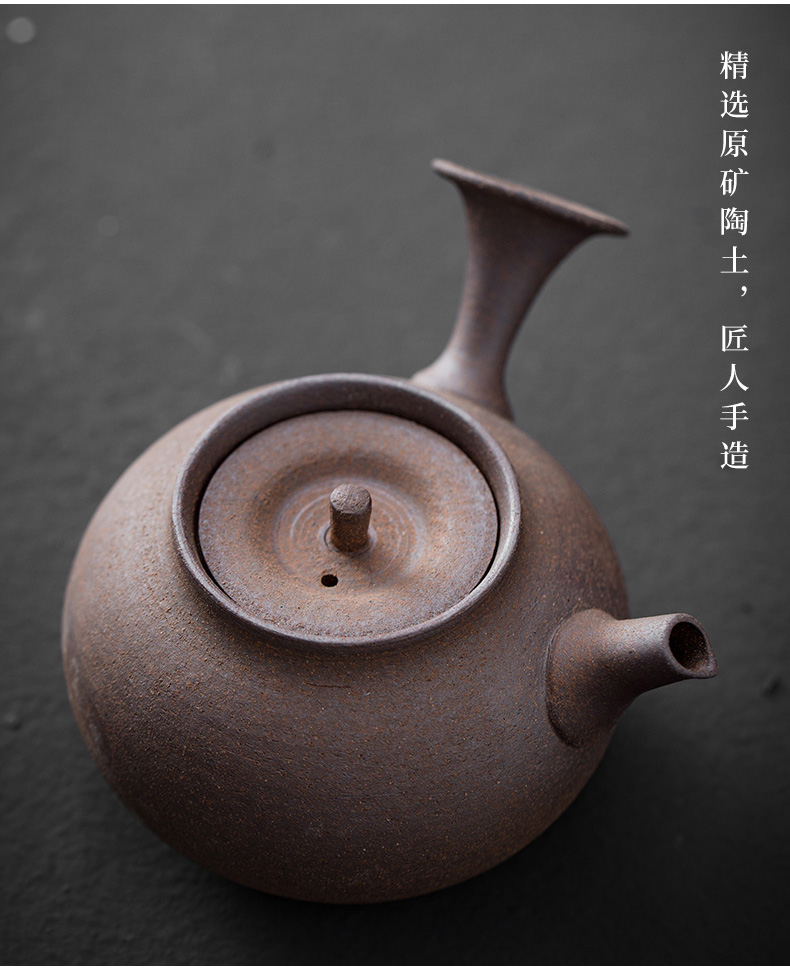 Japanese coarse pottery checking worry their pot pot side rock, kung fu tea teapot zen heating temperature base teapot