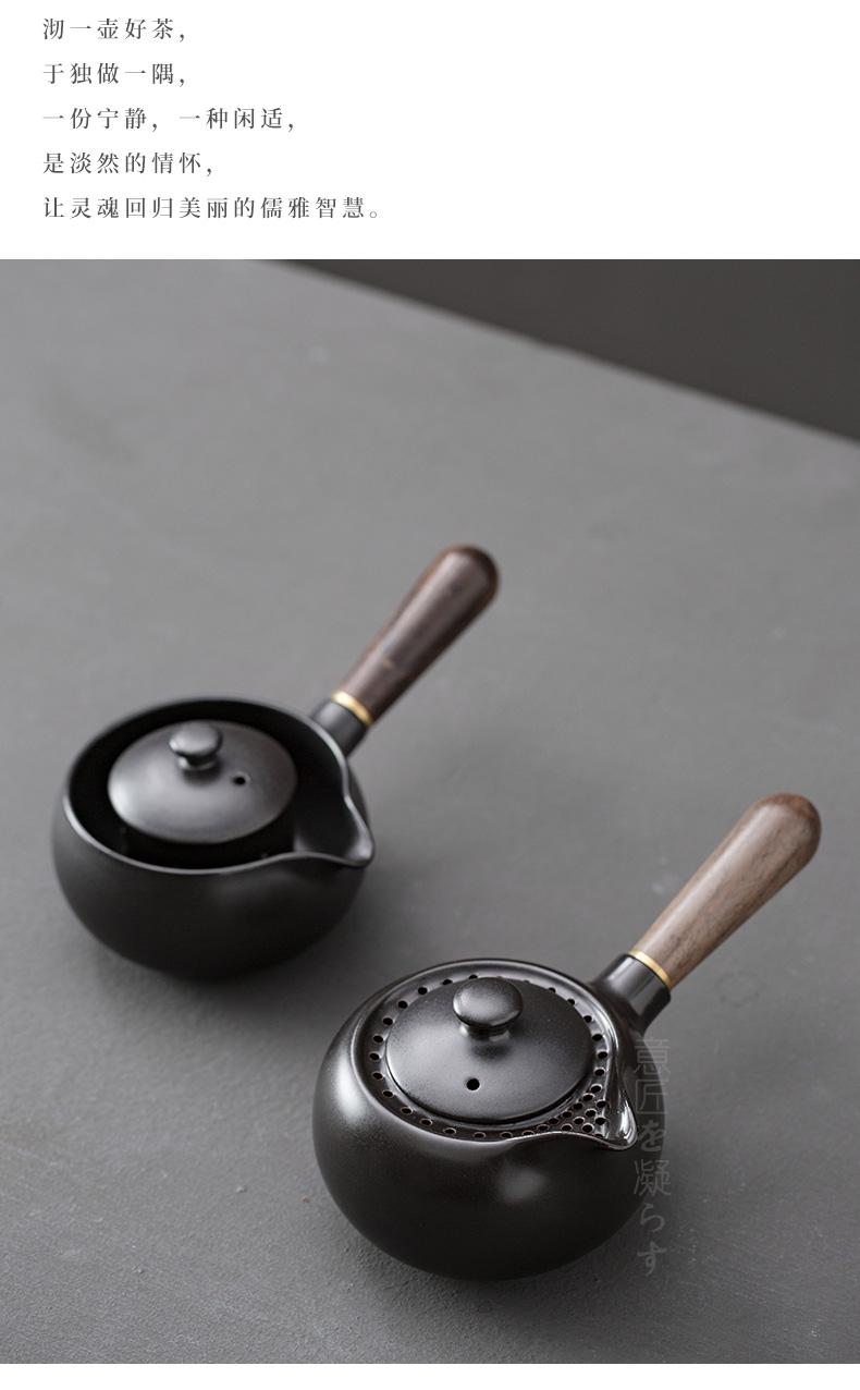 Japanese charcoal'm black pottery teapot zen side put the pot of boiled tea, the electric TaoLu who mandarin orange, white tea pu 'er large base