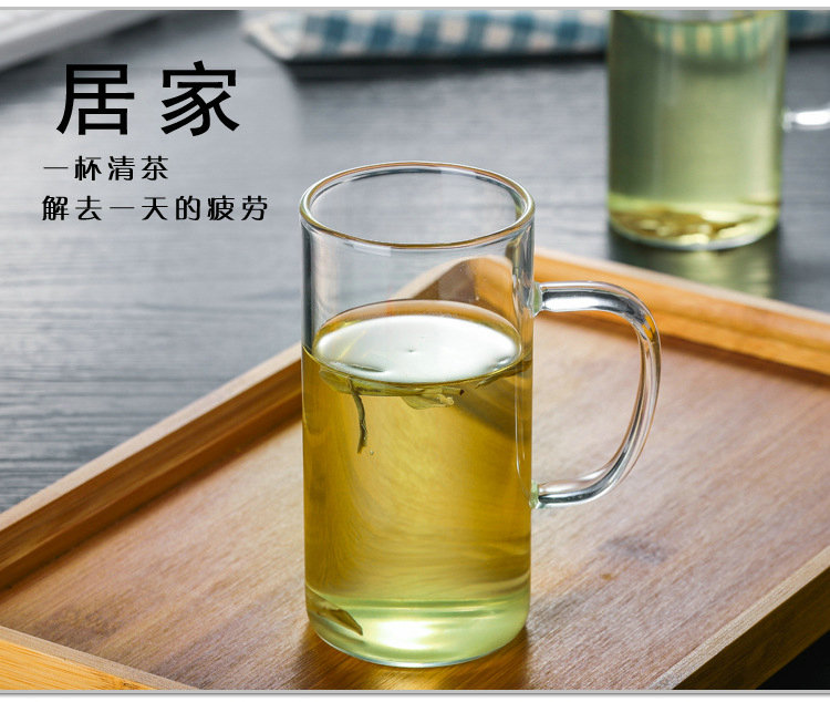 The microwave high heat - resistant borosilicate glass milk cup home "bringing glass office green tea cup flower tea cups