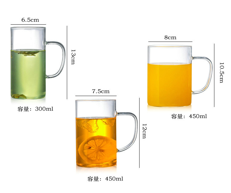 The microwave high heat - resistant borosilicate glass milk cup home "bringing glass office green tea cup flower tea cups