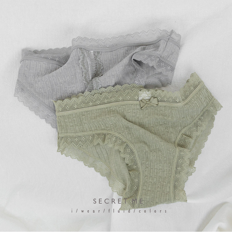 REME square Ballet silk lace girl panties Solid color hollow jacquard small sexy mid-waist briefs thin breathable