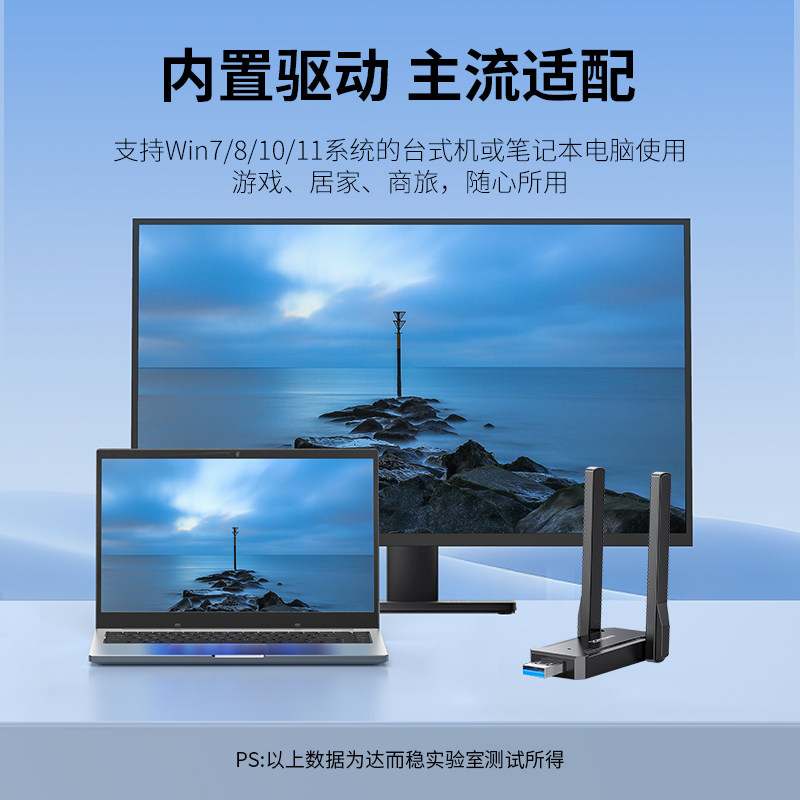 Daerwen USB Wireless Network Card Desktop Wifi 6 Receiver Transmitter Laptop Unlimited Internet Card Connection Hotspot External Network External Gigabit 5g Dual-Band Signal Driver-Free