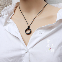 New dark red agate ring necklace simple Moren cold literary couple student collarbone neck chain men and women