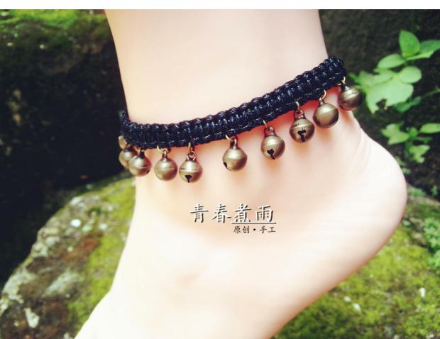 Mori cô gái chuông tay dệt cổ điển dân tộc gió bạn gái sinh viên vòng tay dây vòng chân nam và nữ món quà hoang dã - Vòng chân vòng đeo chân nữ