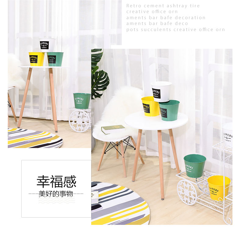 Bình dị retro hoa cũ chậu sắt xô hoa xô sắt rèn hoa sắt xô hoa cửa hàng trang trí đồ trang trí hoa ống - Trang trí nội thất cách trang trí phòng khách nhà vuông