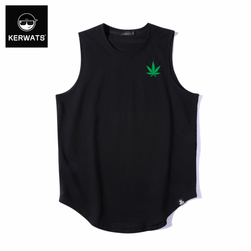 KERWATS mỡ tăng Dorsey vest nam xu hướng thương hiệu xu hướng cá tính in tay thể thao t-shirt chất béo mỡ chàng chiếc váy