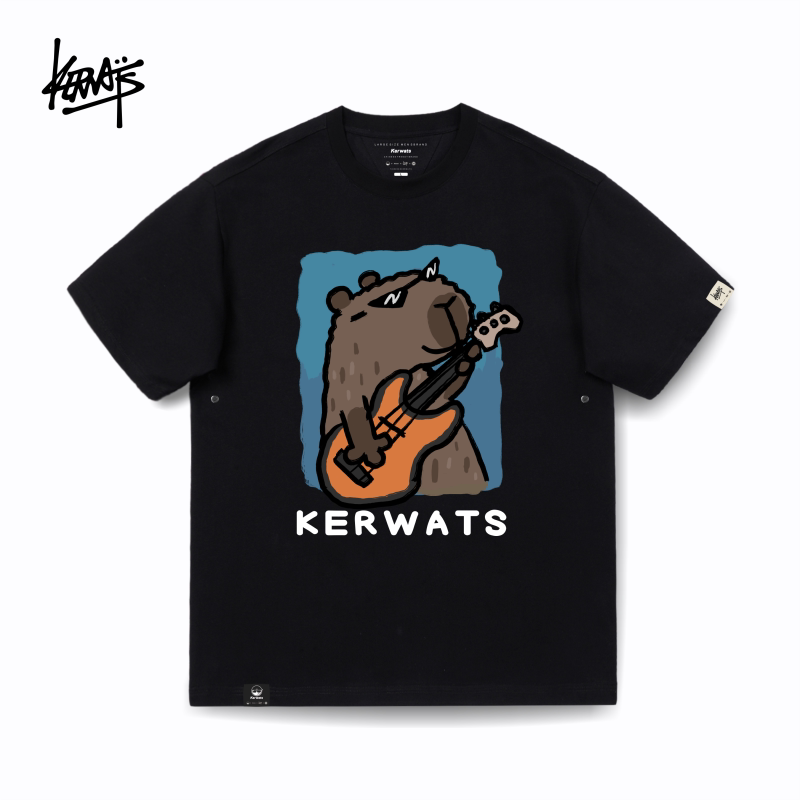 Kerwats Plus-Size Unisex Capybara Print Casual T-Shirt with Dropped Shoulders and Short Sleeves