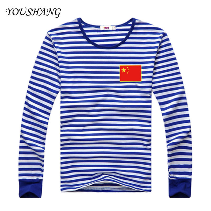 Biển linh hồn áo sơ mi retro dài tay nam t-shirt vòng cổ cotton đề cuff hải quân áo thêu tùy chỉnh đồng chí đảng