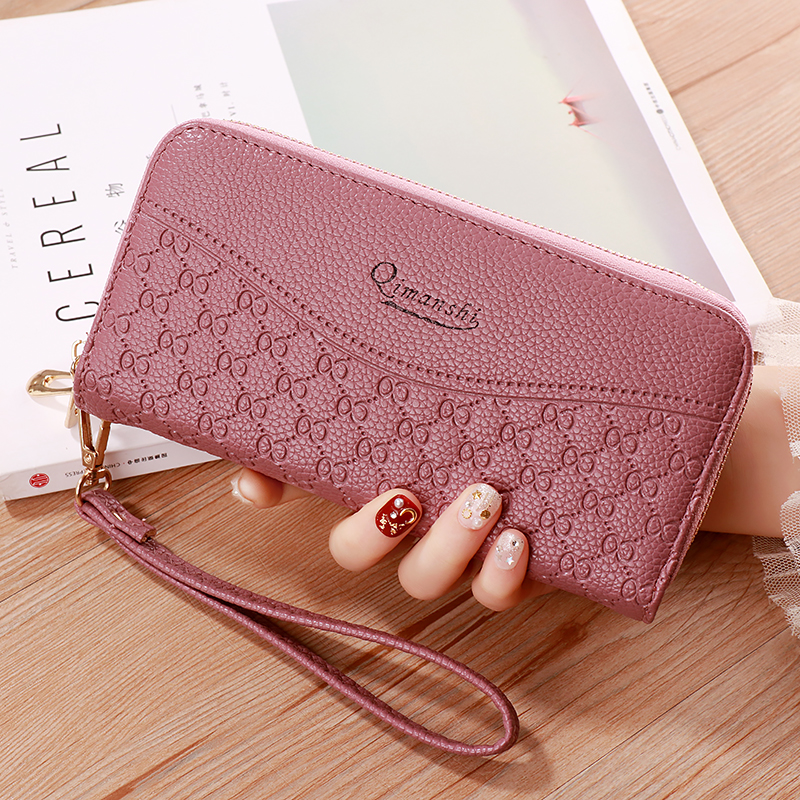 Wallet women's 2022 new fashion double zipper ladies clutch Korean version large capacity double-layer multi-card mobile phone bag