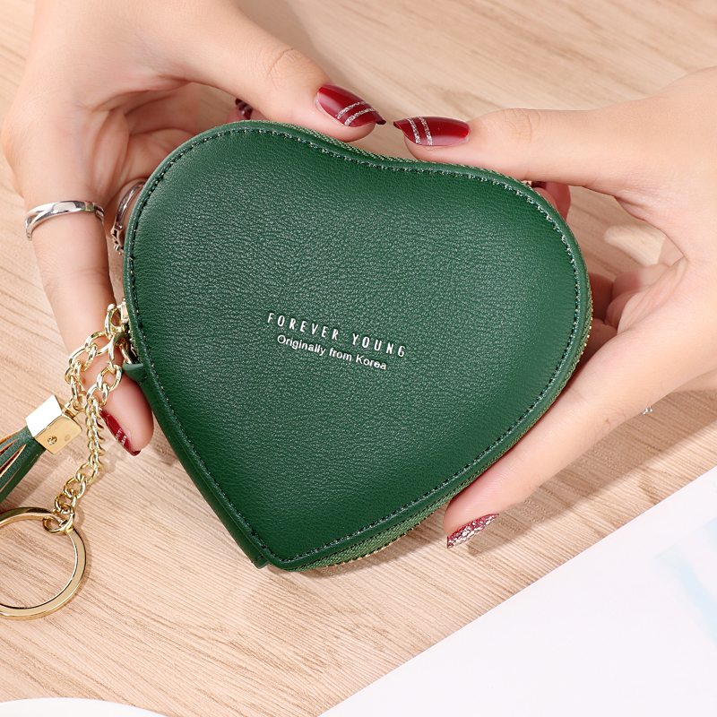 Wallet for Women 2023 Spring New Style Korean Style Trendy Fashion Stylish Cute Heart-Shaped Coin Bag Keychain Women's Small Wallet