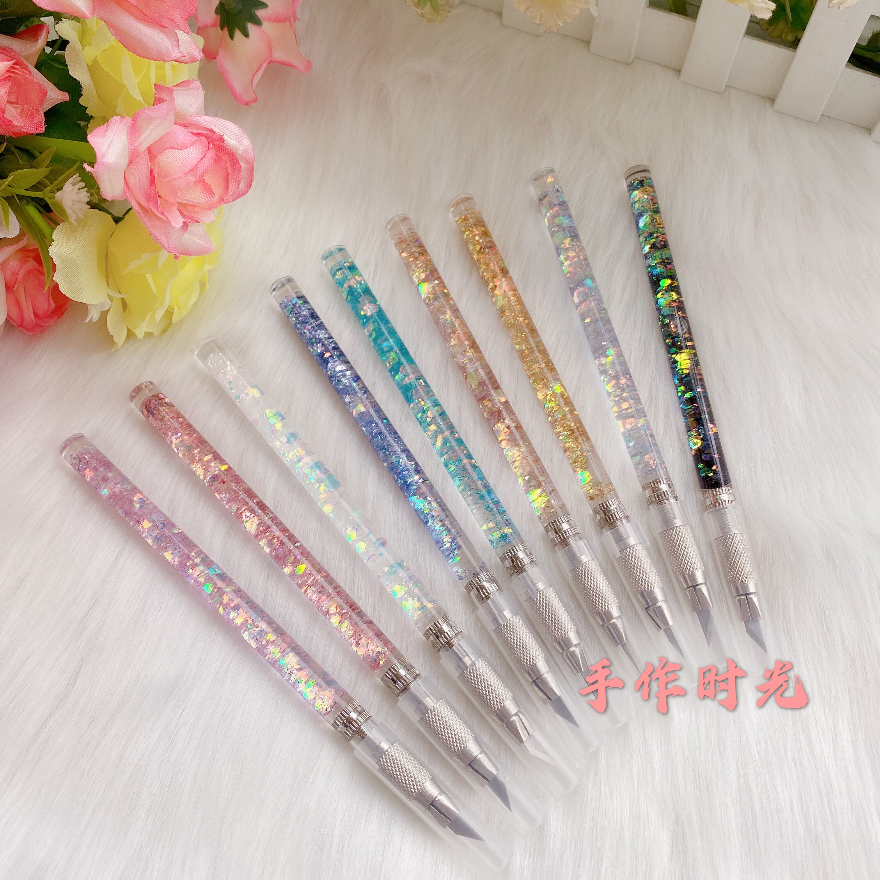 Hand-made time goblin pupil quicksand pen knife hand account carving knife rubber seal carving knife replaceable blade