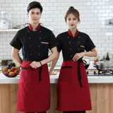 Шеф-повара Работа в одежде мужская летняя воздухопроницаемая кухонная кухонная одежда для чайного чайха китайский стиль черного шеф-повара одежда с короткими рукавами на заказ