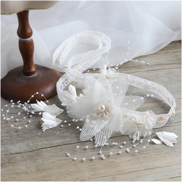 Superfairy Korean style sweet and beautiful bridal headwear suit Juan yarn flower hair accessories handmade string beads hair with wedding gown accessories