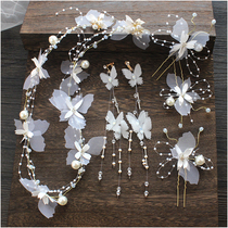 Forest headdress 2020 new bride white hair band hair band set Fairy beauty dress accessories Photo photo accessories