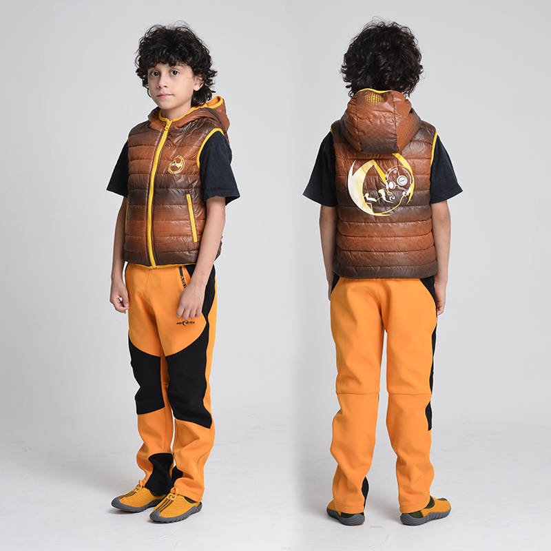 Yat cotton vest for autumn and winter, children's sports hooded children's wear, warm cotton coat with lint, popular logo